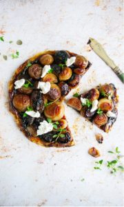Caramelised Balsamic Onion Tarte Tatin topped with Goats Cheese