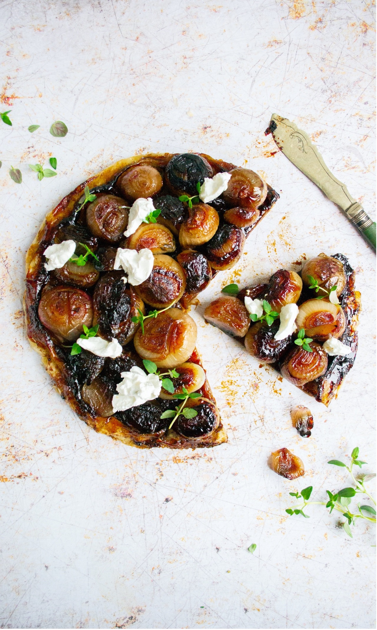 Caramelised Balsamic Onion Tarte Tatin topped with Goats Cheese Eat