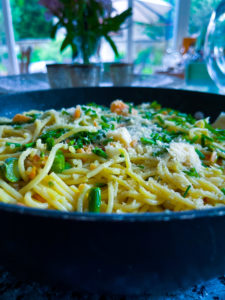 Spaghetti with Smoked Salmon, Asparagus, Parmesan & with a hint of Lemon