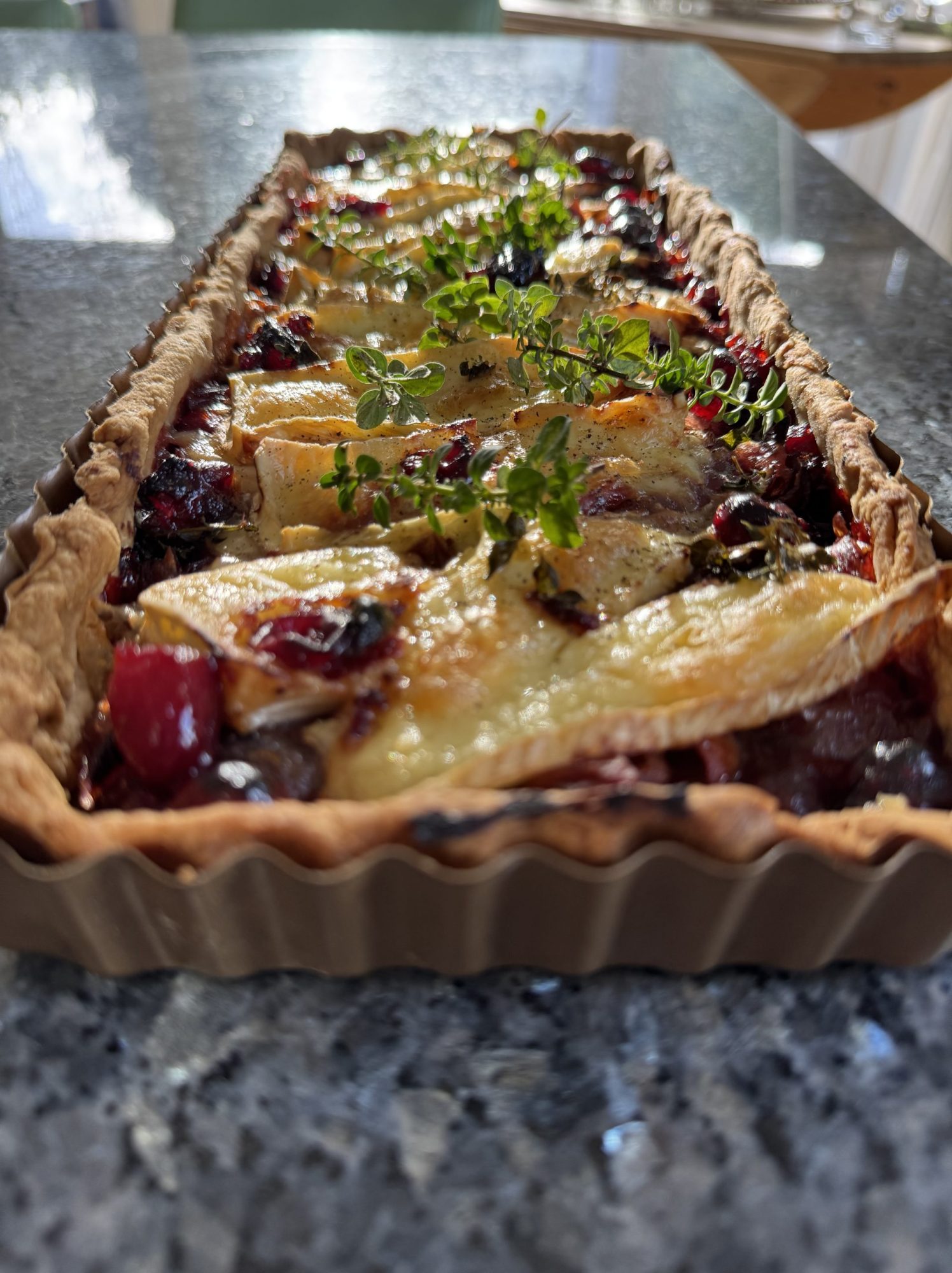 Festive Brie, Cranberry, Pancetta & Caramelised Onion Tart