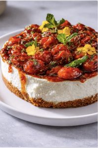 Savory Cheesecake with Roasted Tomato Jam & Parmesan Crust